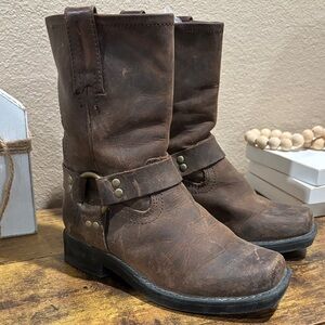 Frye Dark Brown Youth HARNESS PULL ON Boots